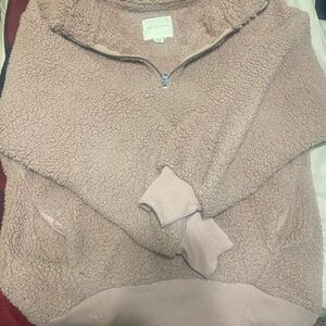 American Eagle Outfitters Pink Sherpa Pullover